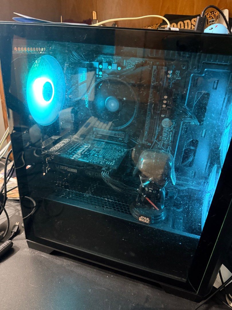 Gaming PC Setup - Includes PC, Monitors, Keyboard, and Speakers
