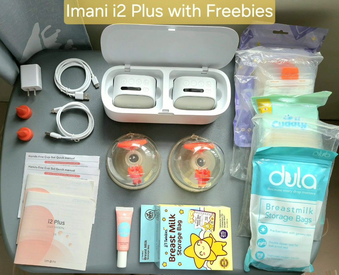 Imani i2 Plus Breast Pump Set with Dock + Freebies (Category: Breastfeeding & Bottle Feeding) located in Quezon City. Submitted by superrandomthings (Listing ID 1398437286, Image 1). Description: ● First owner here – purchased from Rustan's (see receipt in the photos) ● Barely used - less than 5x because I wasn’t producing much milk ● All parts are in excellent condition except for some yellowing on the funnel from storage (replacement funnels ar