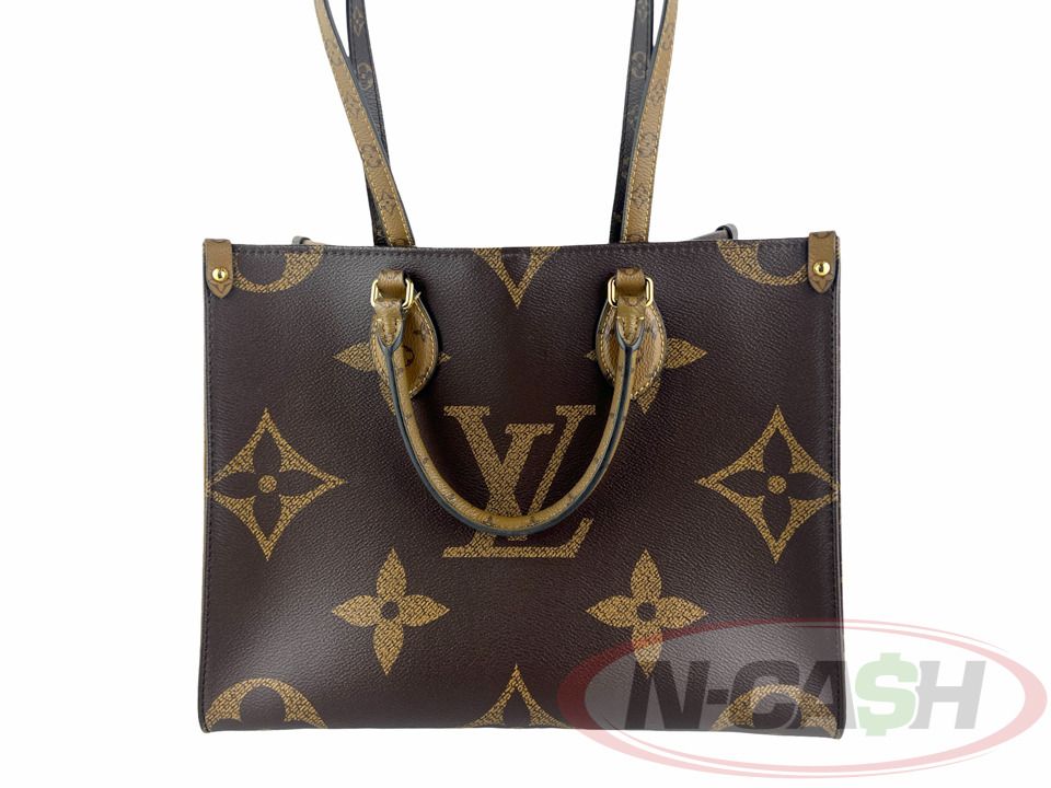 Louis Vuitton Onthego Riverso Monogram Canvas Bag (Category: Luxury Bags & Wallets) located in Makati City. Submitted by luxury_by_ncash_2 (Listing ID 1398394451, Image 1). Description: N-Cash Pawnshop "Instant Cash for Bags, Watches, Cars, and Electronics" https://www.ncash-pawnshop-philippines.com/ Louis Vuitton Onthego Riverso Monogram Canvas Bag PRE-OWNED Brand: LOUIS VUITTON Material: Giant Monogram Leather with Cowhide Leather Trim Microfib