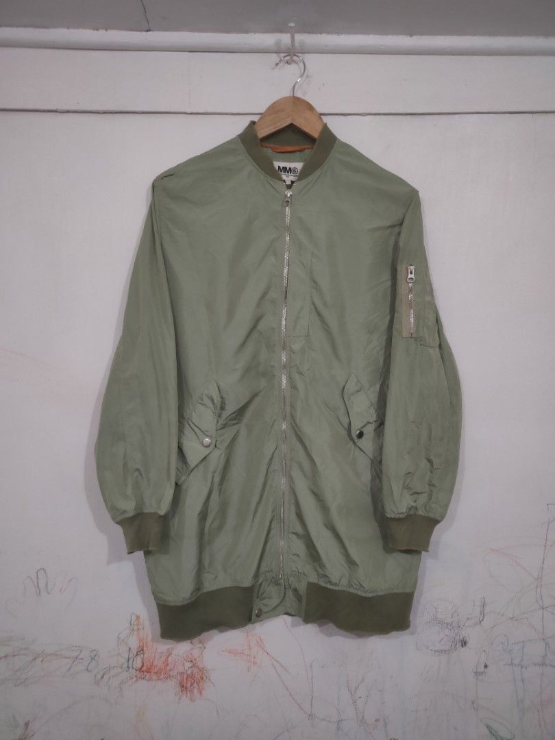 Maison Margiela Long Bomber Jacket (Category: Luxury Apparel) located in Ozamiz City. Submitted by ukaygrails (Listing ID 1398518957, Image 1). Description: Excellent condition No flaws Size 38 Actual measurements: Pit to pit 22.5 inches Length 33 inches Shoulder 17 inches Sleeve length 23.9 inches.