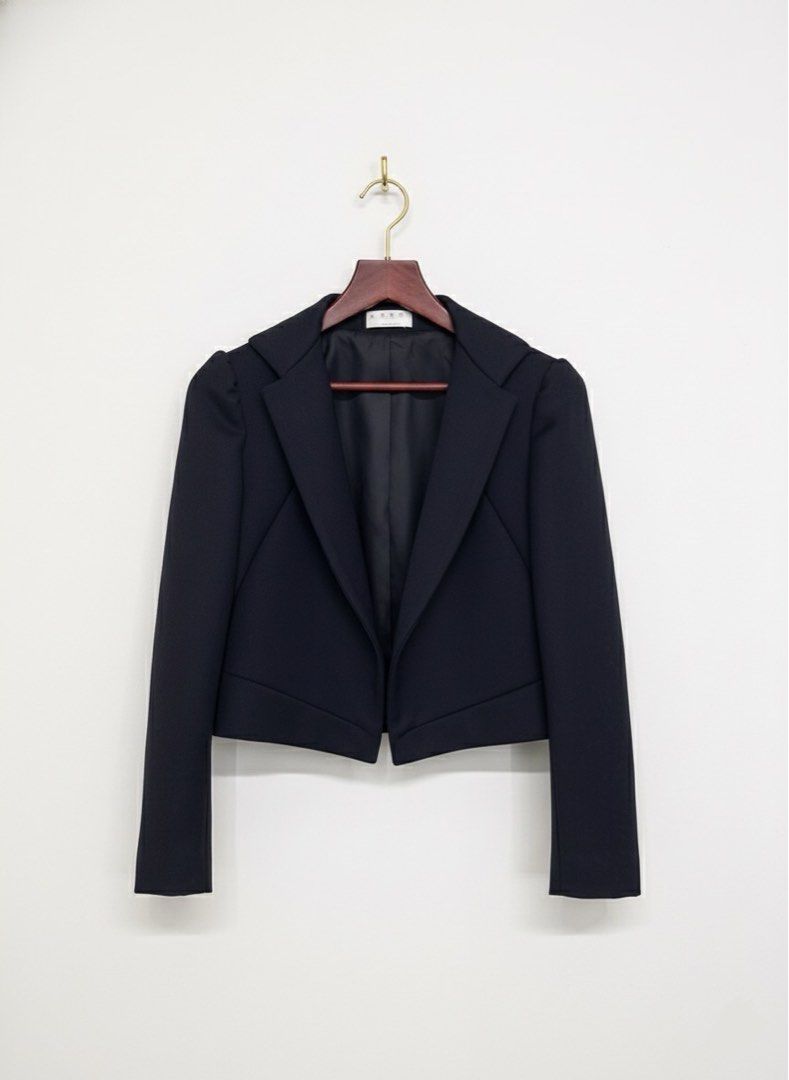 MARNI Navy Blue Wool Blazer (Category: Coats, Jackets and Outerwear) located in Makati City. Submitted by mint___condition (Listing ID 1398388844, Image 1). Description: • MARNI blazer • 100% lana-wool • Dark navy color • Shoulders: 35cm; Length: 42cm • Tailored, cropped fit • Made in Italy.