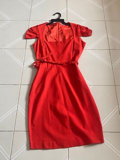 open lace back dress Miss Circle Women's Sacha Drop Waist Corset Puffy Mini Dress - Red main image 0