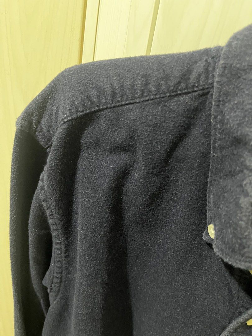 Muji Navy Blue Button Down Cotton Shirt (Category: Tshirts & Polo Shirts ) located in Quezon City. Submitted by ndpoppi (Listing ID 1398467132, Image 3). Description: see last photo for actual texture dimensions: l 26 x w 18 arm sleeve length 23.
