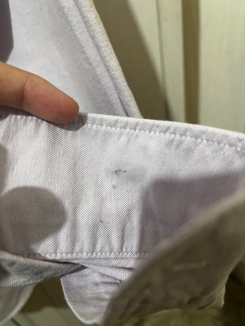 Muji Pastel Purple Button Down Shirt (Category: Tshirts & Polo Shirts ) located in Quezon City. Submitted by ndpoppi (Listing ID 1398466676, Image 3). Description: has minor stains see: photos dimensions: l 27 x w 19 arm sleeve length 24.