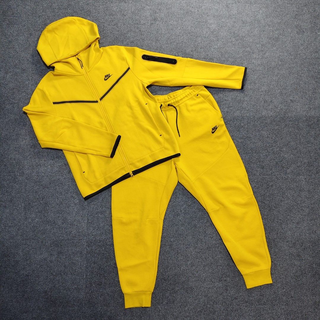 Nike Techfleece TF Yellow Tracksuit Set (Category: Sets & Coordinates) located in Mandaluyong City. Submitted by raindrops.ph (Listing ID 1398504735, Image 1). Description: Nike Techfleece TF New Gen Yellow Tracksuit Set New Gen L on tag (Hoodie & Pants) 26L x 22W (Hoodie) CU4489-743 41L x 32-36W (Pants) CU4495-743 Almost brand new condition Issue: Super small scratch on pants DISCLAIMER: Please note that @raindrops.ph is not affiliated with or e