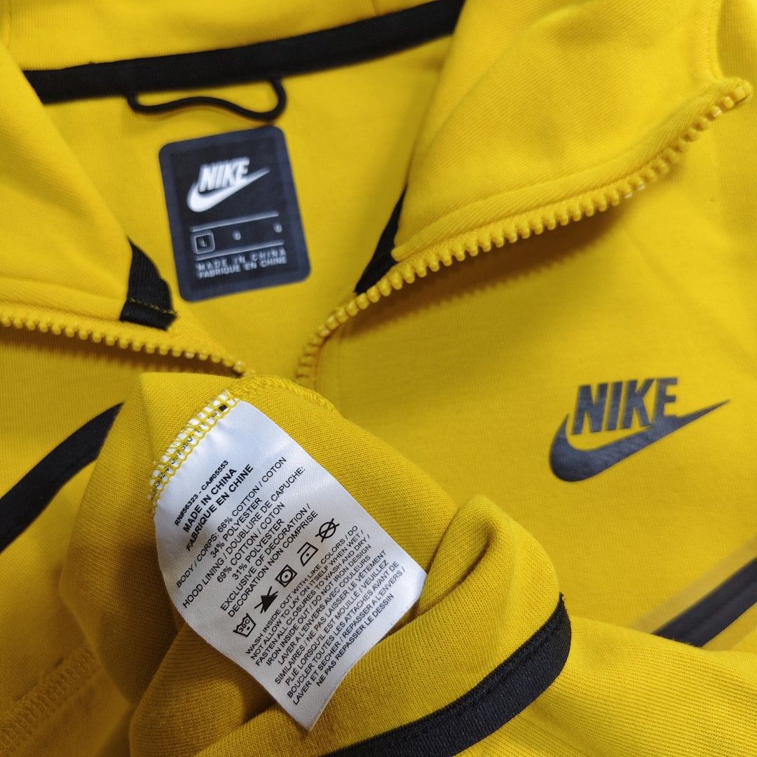 Nike Techfleece TF Yellow Tracksuit Set (Category: Sets & Coordinates) located in Mandaluyong City. Submitted by raindrops.ph (Listing ID 1398504735, Image 3). Description: Nike Techfleece TF New Gen Yellow Tracksuit Set New Gen L on tag (Hoodie & Pants) 26L x 22W (Hoodie) CU4489-743 41L x 32-36W (Pants) CU4495-743 Almost brand new condition Issue: Super small scratch on pants DISCLAIMER: Please note that @raindrops.ph is not affiliated with or e