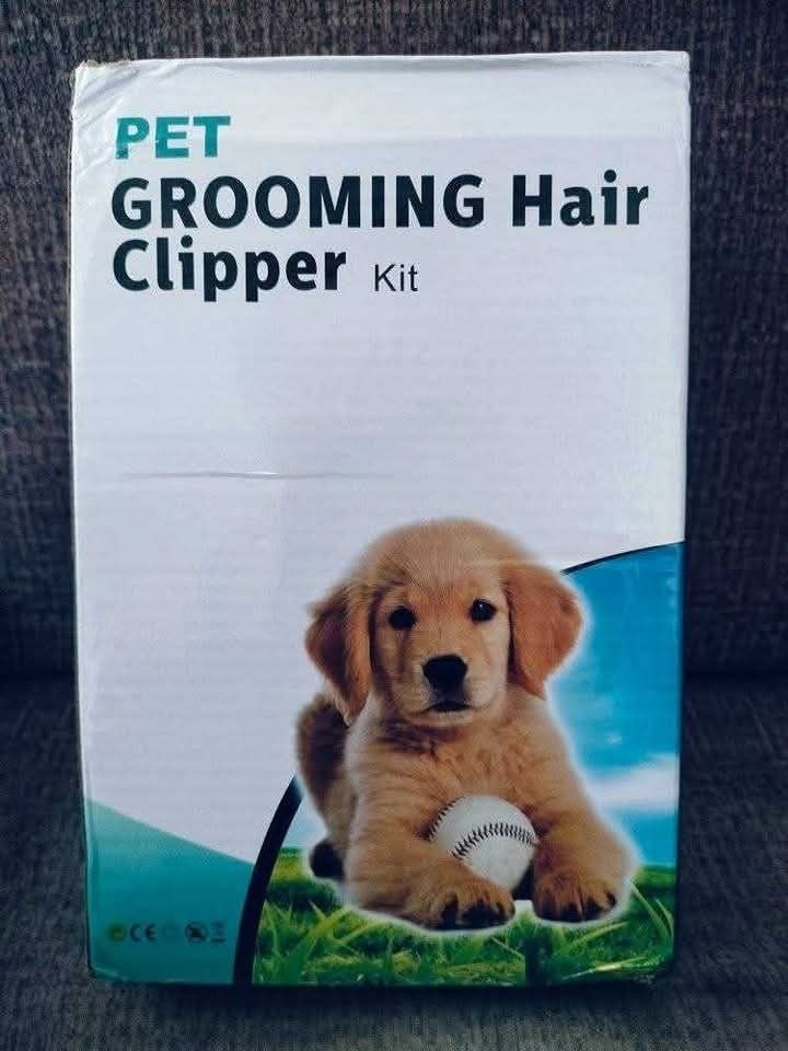 Pet Grooming Hair Clipper Kit (Category: Health & Grooming) located in Manila. Submitted by lyfrancois14 (Listing ID 1398521742, Image 2). Description: - Complete pet grooming kit - Includes hair clipper, comb attachments, cleaning brush, and oil - USB charging cable included - Clipper features adjustable blade - Easy on/off switch.
