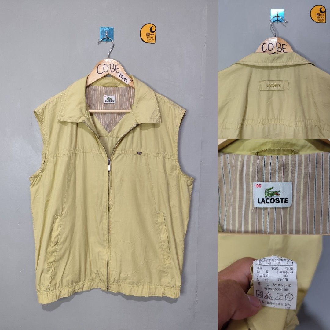 Vintage Lacoste Sleeveless Vest Jacket (Category: Vests) located in Argao. Submitted by cobeevans (Listing ID 1398465644, Image 1). Description: Vintage Lacoste Size on tag: 100 Dimes: 23x26 / L-XL Fit Very Good Condition Cr: 9.5/10 Issue: minimal dirt(unnoticeable) Price: 750💸💸💸.