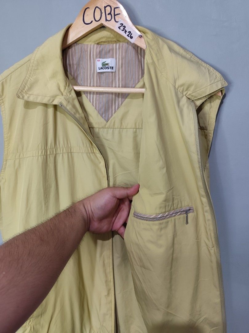 Vintage Lacoste Sleeveless Vest Jacket (Category: Vests) located in Argao. Submitted by cobeevans (Listing ID 1398465644, Image 3). Description: Vintage Lacoste Size on tag: 100 Dimes: 23x26 / L-XL Fit Very Good Condition Cr: 9.5/10 Issue: minimal dirt(unnoticeable) Price: 750💸💸💸.