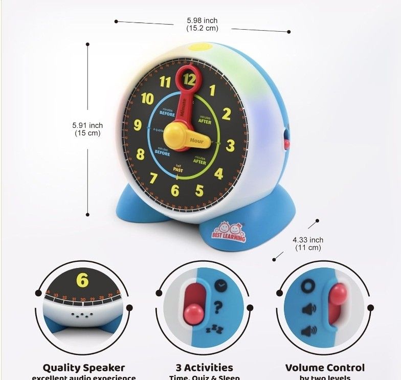 BEST LEARNING Learning Clock, an educational talking toy designed to ...