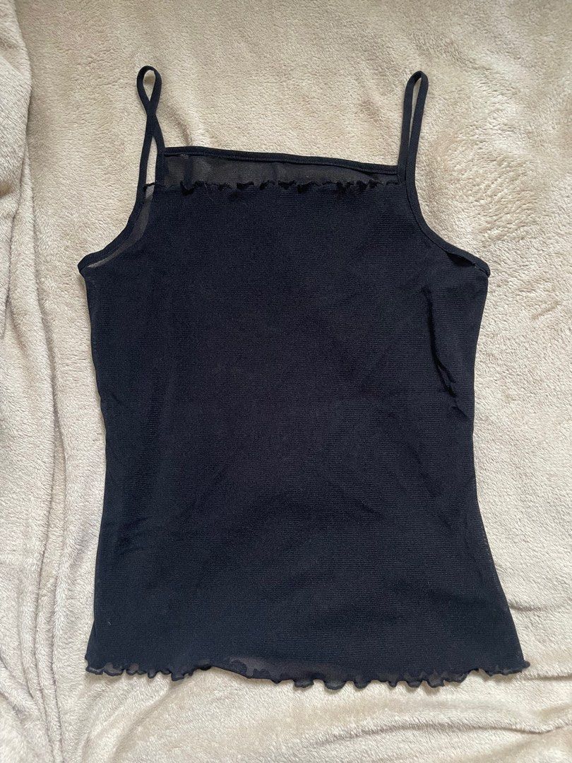 Black Mesh Tank Top (Category: Sleeveless) located in Rizal. Submitted by declutterwsky (Listing ID 1398594612, Image 1). Description: can fit small to medium rfs: not my style na .