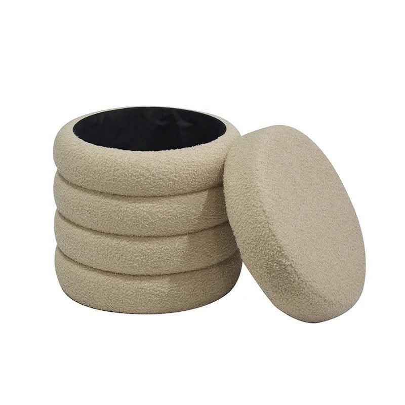 Boucle ottoman with storage (Category: Chairs) located in Manila. Submitted by beaumontandco (Listing ID 1398700079, Image 3). Description: SALE Boucle Ottoman Storage Stool Beige / Gray 38x40cm.