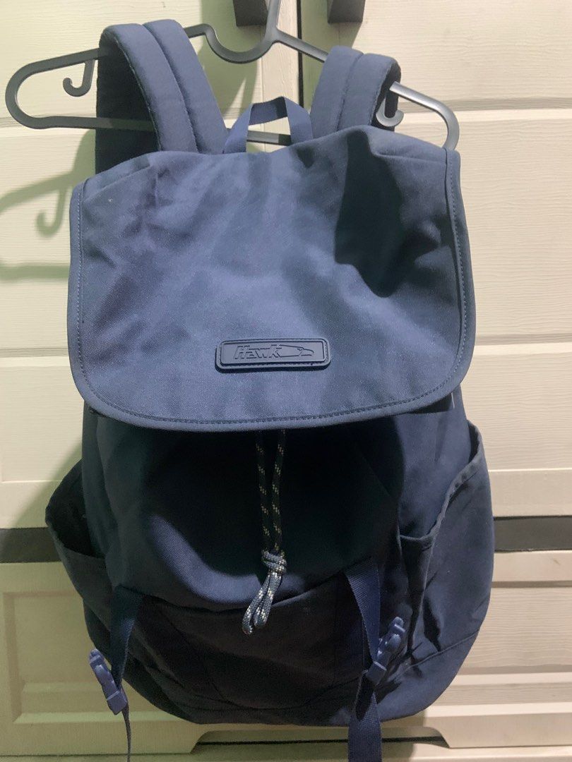 Hawk Backpack (Category: Backpacks) located in Valenzuela. Submitted by mattyu101 (Listing ID 1398677088, Image 2). Description: - Hawk backpack - Flap closure with drawstring - Side pockets - Adjustable straps - Durable material - Suitable for books, laptops, and essentials.