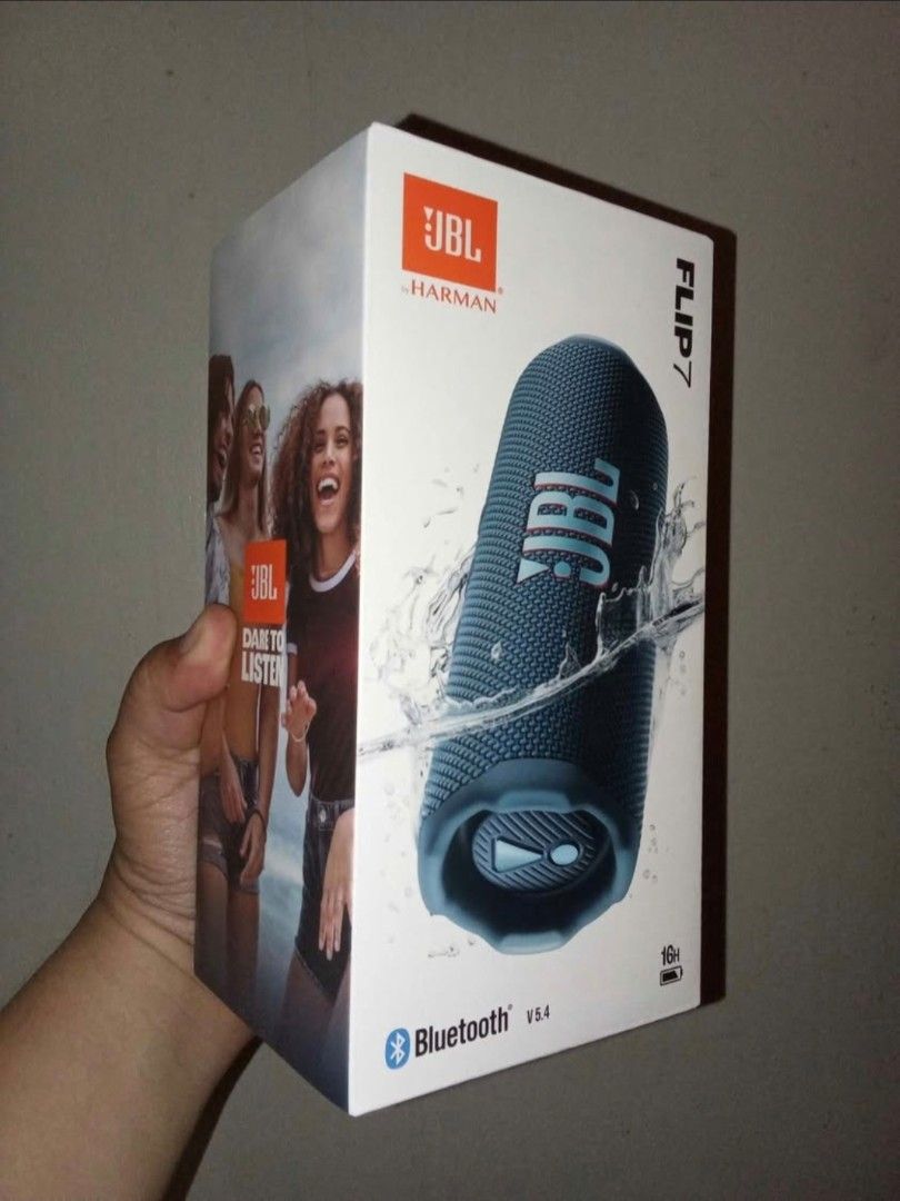 JBL Flip 7 Bluetooth Speaker (Category: Soundbars, Speakers & Amplifiers) located in Makati City. Submitted by littlelion2018 (Listing ID 1398693435, Image 1). Description: - JBL Flip 7 Portable Bluetooth Speaker - Sleek design, ideal for outdoor use - Waterproof - Long-lasting battery - Bluetooth for seamless streaming - Great for enjoying music anywhere.
