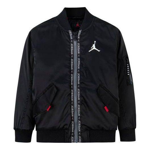 Jordan Bomber Jacket Black (Category: Babies & Kids Fashion) located in Manila. Submitted by mctrl (Listing ID 1398613756, Image 1). Description: - Used once - Size small - 7-9 years old - Black Jordan bomber jacket - Iconic Jumpman logo on front and back - Zipper closure - Two front pockets - Sleeve pocket with Jordan logo - Ribbed collar, cuffs, and hem - "JORDAN" printed along zipper.