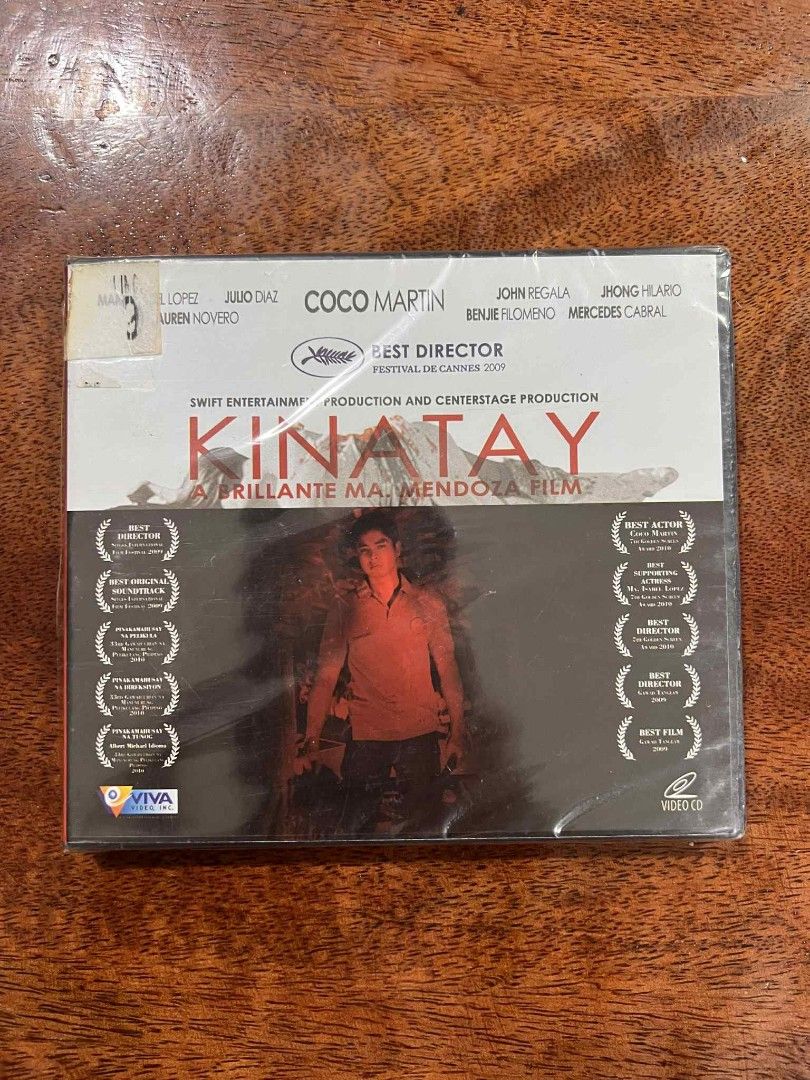 Kinatay VCD RARE (Category: CDs & DVDs) located in Pasig City. Submitted by thrillseekers (Listing ID 1398659870, Image 1). Description: - Original and sealed VCD of "Kinatay". - Starring Coco Martin. - Directed by Brillante Ma. Mendoza. - Includes the Viva Video logo. - Still in original packaging..