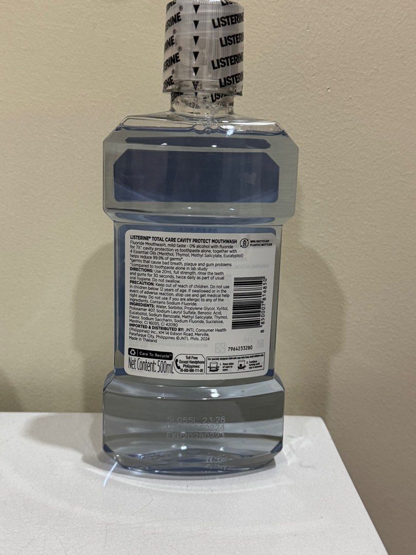 Listerine total care cavity protect (Category: Oral Care) located in Manila. Submitted by ireneglin (Listing ID 1398644334, Image 2). Description: Expiry date 20280223 500ml.