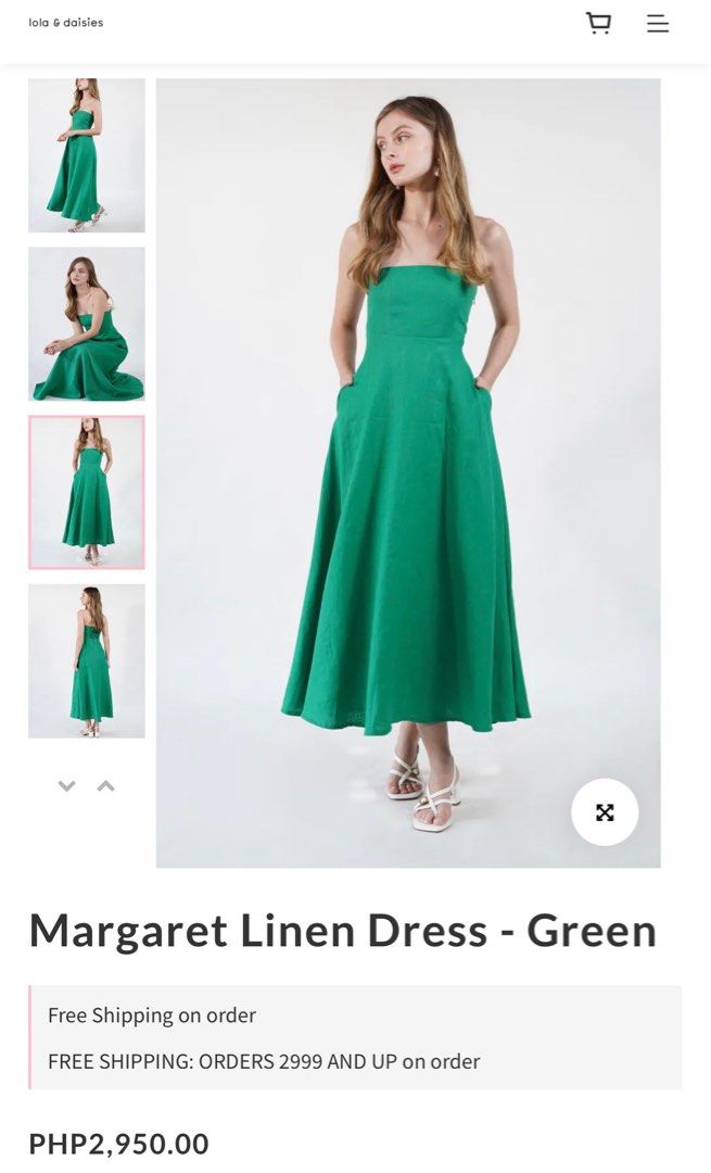 Lola & Daisies Dress (Category: Dresses) located in Taguig. Submitted by biancasells_ (Listing ID 1398599283, Image 1). Description: -Features a fitted bodice, flowing skirt, and side zipper -Linen -No flaws.