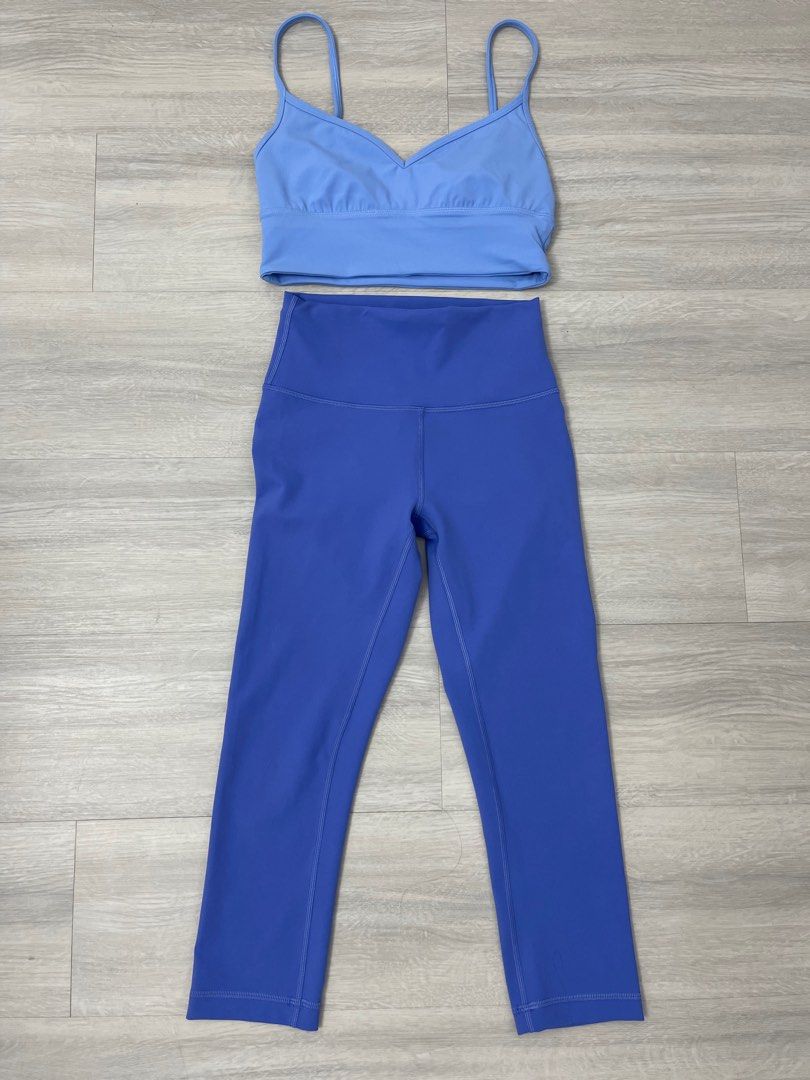 Dot 6 Lululemon Wunder Train Crop & Align Sweetheart Bra (Category: Activewear) located in Jaen. Submitted by cutecottons09 (Listing ID 1398634317, Image 1). Description: Selling low 👌 Rfs : Small on me :( Only washed and fitted The bra will fit small,dot 6 cup a-b Width is 13 inches The leggings will fit Xs - Small Length is 29 inches Bought at Lululemon website - Lululemon set includes: - Wunder Train High-Rise Crop 23" in Cerulean Blue - Alig
