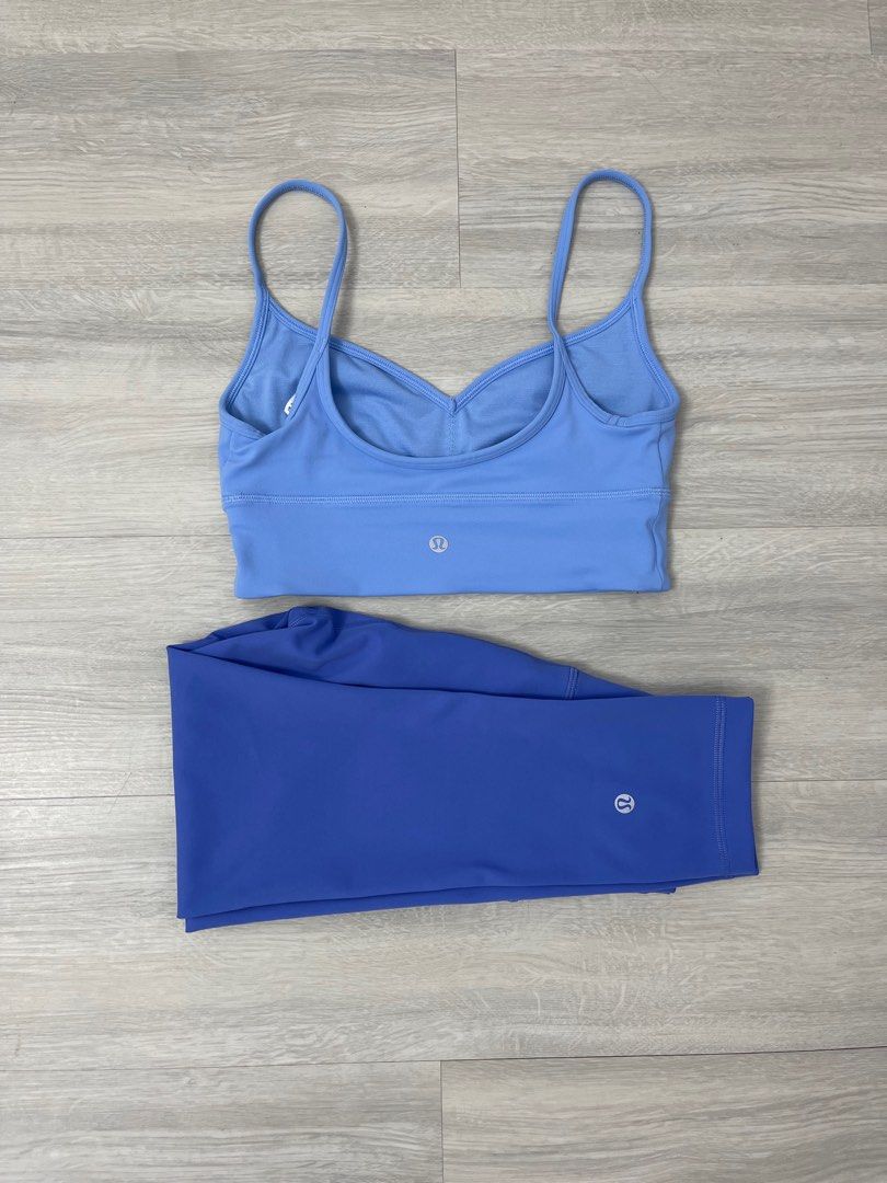 Dot 6 Lululemon Wunder Train Crop & Align Sweetheart Bra (Category: Activewear) located in Jaen. Submitted by cutecottons09 (Listing ID 1398634317, Image 2). Description: Selling low 👌 Rfs : Small on me :( Only washed and fitted The bra will fit small,dot 6 cup a-b Width is 13 inches The leggings will fit Xs - Small Length is 29 inches Bought at Lululemon website - Lululemon set includes: - Wunder Train High-Rise Crop 23" in Cerulean Blue - Alig