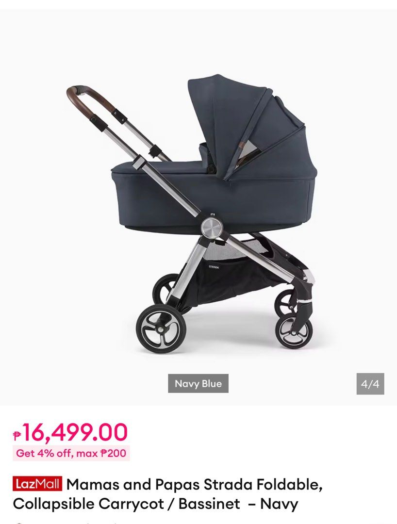 Mamas and Papas strada carrycot bassinet navy (Category: Strollers) located in Makati City. Submitted by nmvs1 (Listing ID 1398569500, Image 2). Description: Mamas and Papas strada carrycot bassinet In color navy Very sleek and nice compatible with Mamas and Papas strada stroller which im also selling can be bought as a set Bought for 16,500 this year Comes complete with box used once only.