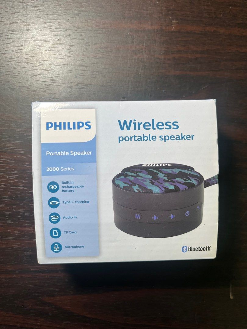 Philips 2000 Series Wireless Portable Speaker (Category: Soundbars, Speakers & Amplifiers) located in Manila. Submitted by kybubs (Listing ID 1398552117, Image 2). Description: - Brand new - Purchased from Taipei - Rfs: decluttering Meetup: SM Sucat / Parqal / Raon Shopping Center MOD: Lalamove / Grab / Gogoxpress MOP: Gcash / BPI.