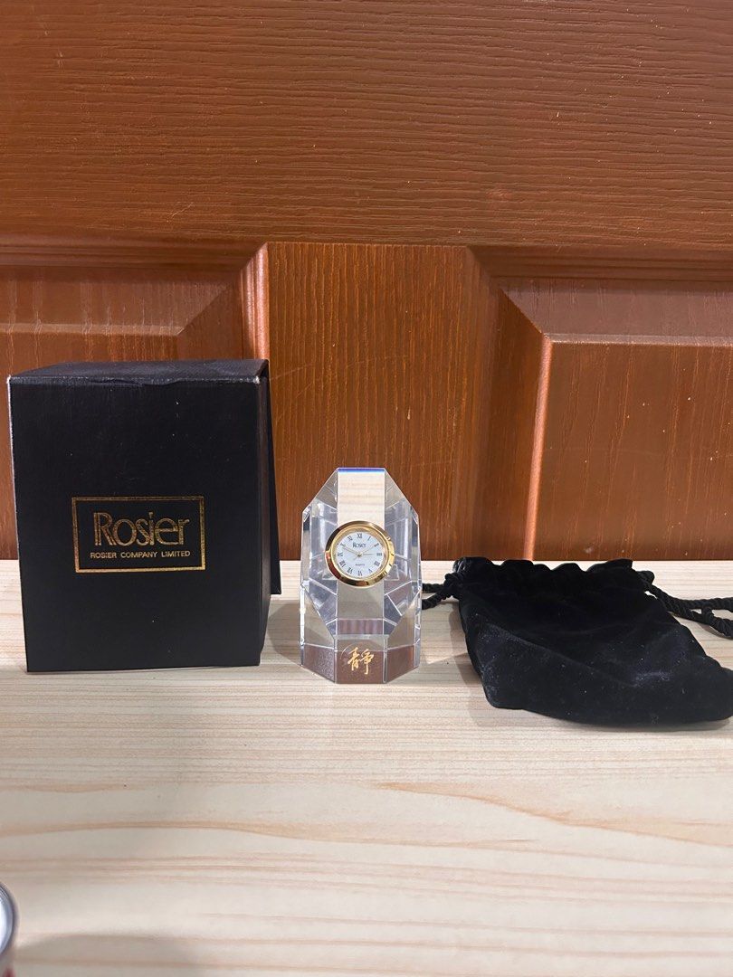 Rosier Quartz Crystal Table Desk Clock Watch Paperweight (Category: Clocks) located in Manila. Submitted by mecrafts4u.olstr (Listing ID 1398641053, Image 1). Description: Length 4.5cm x Width 4.5cm x Height 7cm Battery newly replaced.