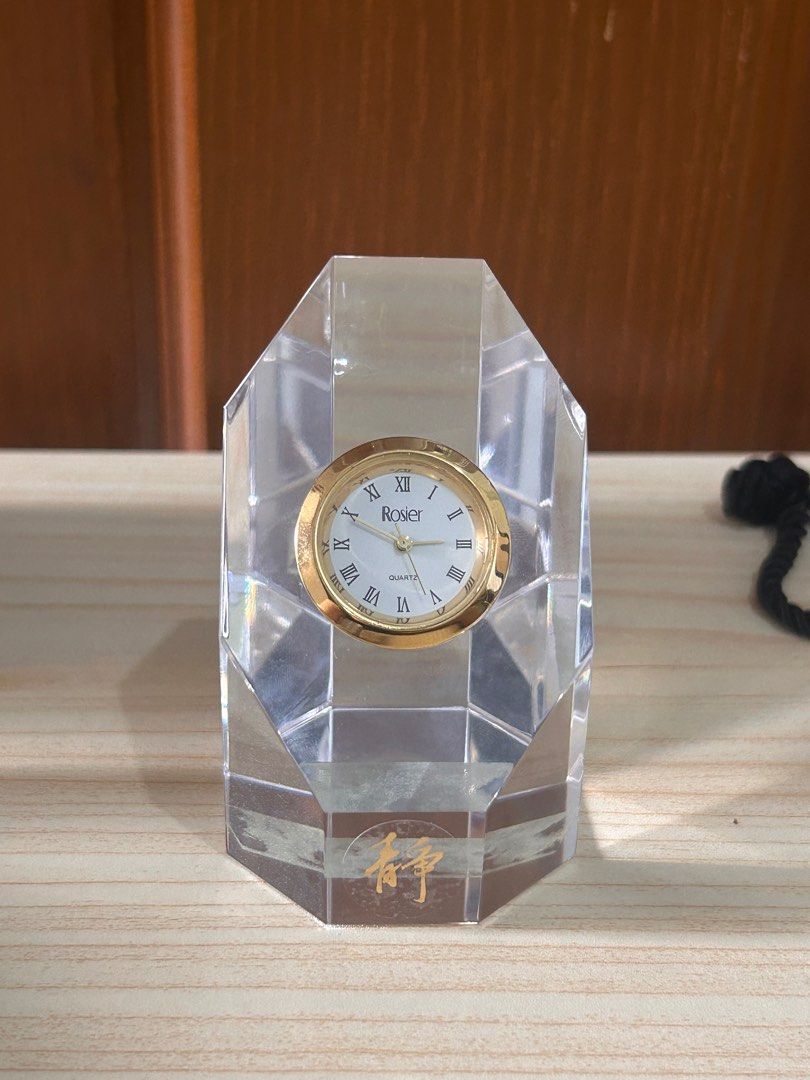 Rosier Quartz Crystal Table Desk Clock Watch Paperweight (Category: Clocks) located in Manila. Submitted by mecrafts4u.olstr (Listing ID 1398641053, Image 2). Description: Length 4.5cm x Width 4.5cm x Height 7cm Battery newly replaced.