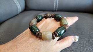 新疆碧玉和田糖玉桶珠手鏈13-14mm64193273904771110