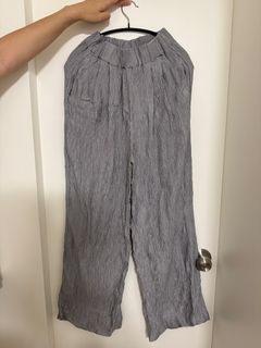 灰色皺褶闊腿褲64193054612099110
