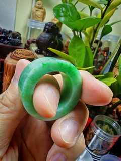 Natural Jadeite Jade Thick and Wide Band Design Elegant Ring Size: Inner Diameter 21.8×Width 11.9×Thickness 5.8mm64192809809154110