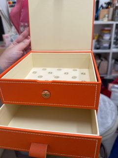 月餅盒 皇玥 Orange Leather Jewelry Box with Drawers64189837086082110