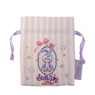 日本 DISNEY Duffy and Friends 粉米色直間帆布 束口 收納袋64183210301827110