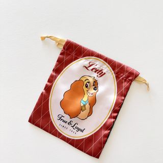 日本 DISNEY LADY & THE TRAMP 小姐與流氓 啡綠色帆布 束口 收納袋64183793267713110