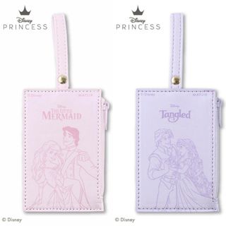 日本 DISNEY PRINCESS Tangled Rapunzel & Mermaid 粉紫色皮革 卡片 證件 散子包64185332143619110