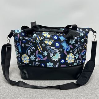 美國 DISNEY STITCH 史廸仔 黑色帆布 橫型 手挽 斜咩袋64186672321410110