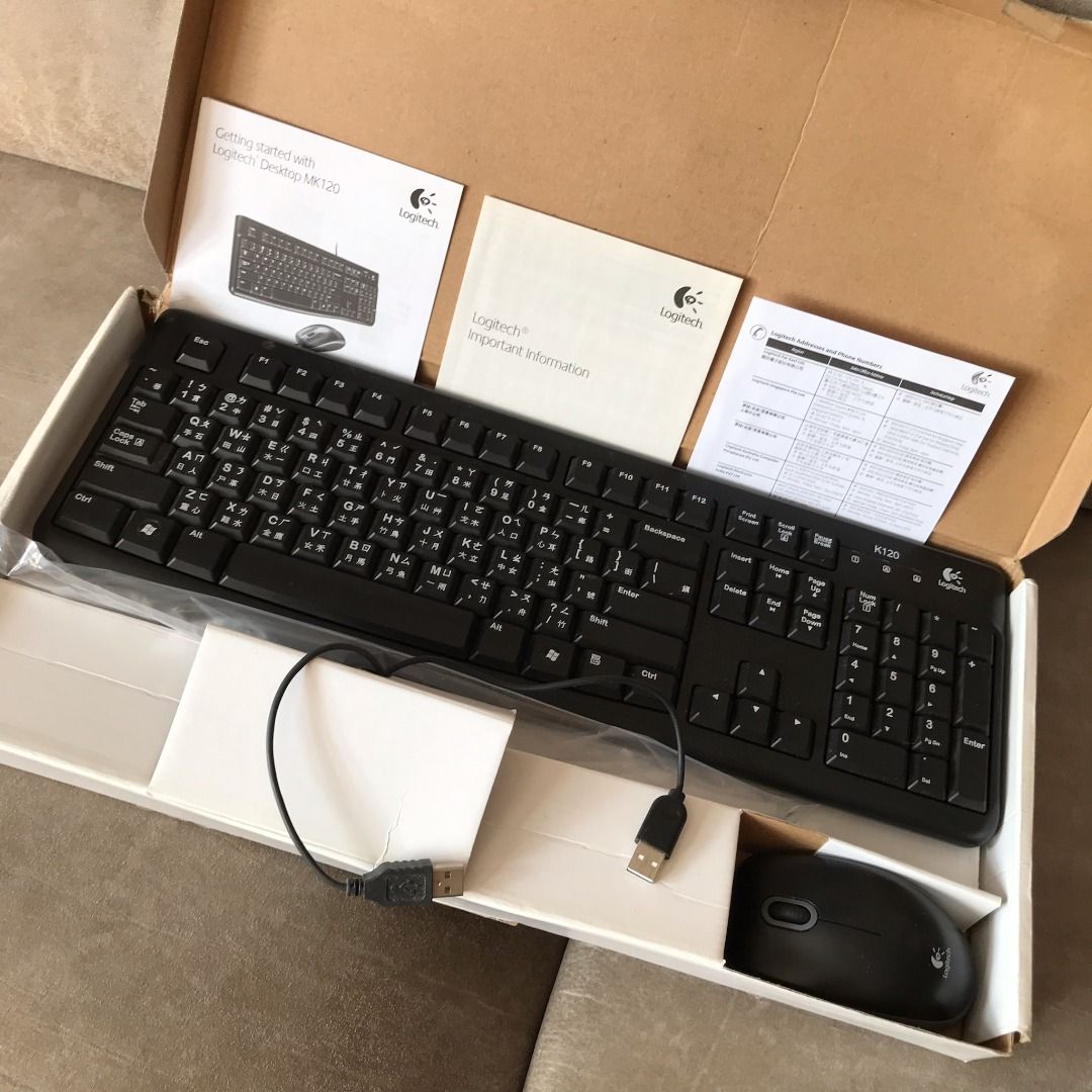 ⌨️ LOGITECH DESKTOP Keyboard Mouse Set MK120 Corded NEW 全新 羅技 滑鼠鍵盤組 鍵盤 ...