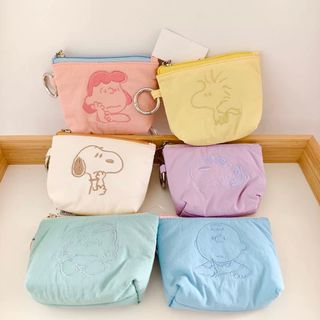 日本 PEANUTS SNOOPY 史路比 彩色帆布 收納袋64185332136835110