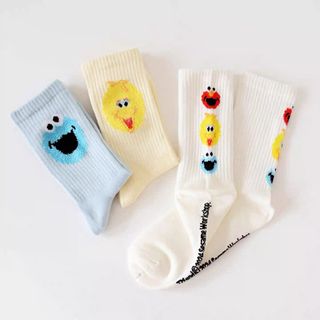 芝麻街 sesame street elmo cookie monster socks 中筒襪 實用 生日禮物64189152058883110