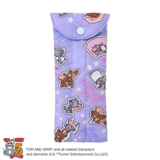 日本 TOM & JERRY 紫色車線夾棉布 直身 眼鏡 收納袋64183793204738110