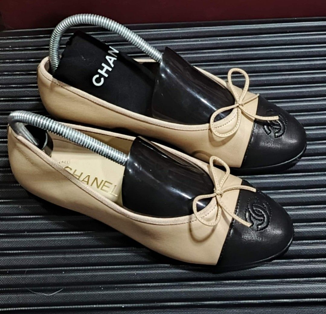 Authentic Chanel Ballet Flats With Dustbag, Authenticity Documents and Box (Category: Flats & Sandals) located in La Trinidad. Submitted by designerluxeshop (Listing ID 1398857199, Image 1). Description: Pre-owned Chanel ballet flats with dustbag, authenticity documents and box size 37C, 💯% original, in good condition, shipping is free, message me if interested, delivery is by schedule as this will come from Japan office discount is offered for 