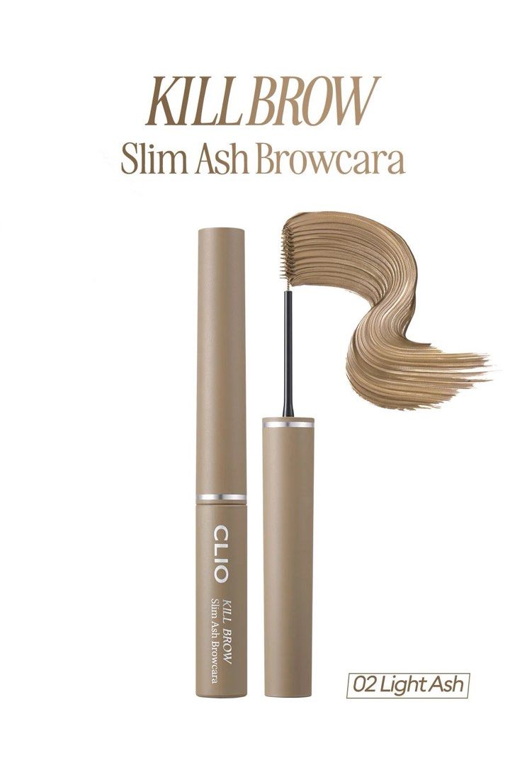 CLIO Kill Brow Slim Ash Browcara - 02 Light Ash (Category: Makeup) located in Quezon City. Submitted by maychamatcha (Listing ID 1398756455, Image 3). Description: Still new, just purchased recently Used once lang to test but too light on me pala 🥲 Bought from Clubclio.official sa 🍊 app Really love the slim wand and the overall luxury feel of the packaging Rfs: will save up for a darker shade. I have thin light eyebrows and thought this would b