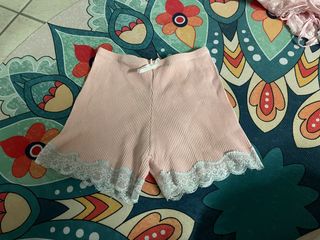 Cute pink cotton texture lace shorts pajama bottoms 可愛甜美粉紅色蕾絲短褲 純慾風哩士棉質睡褲64188934735619110