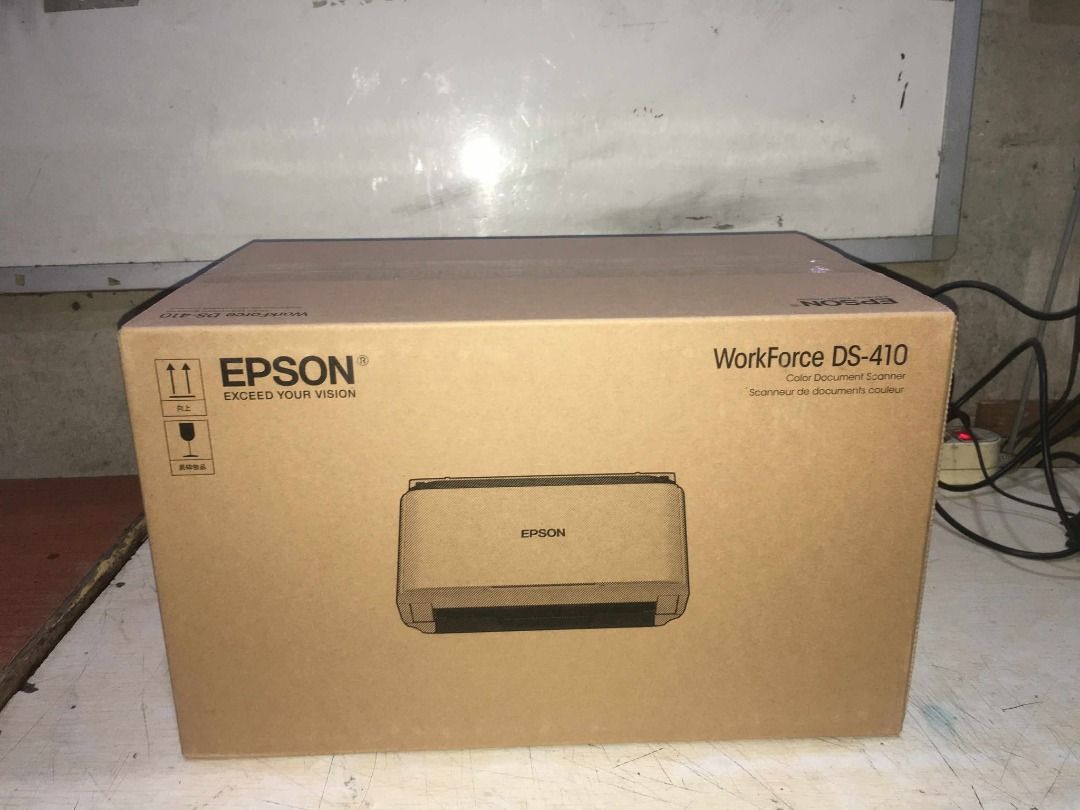 Epson WorkForce DS-410 (Category: Printers, Scanners & Copiers) located in Quezon City. Submitted by colisricky75597 (Listing ID 1398745037, Image 2). Description: Epson WorkForce DS-410 A4 Duplex Sheet-fed Document Scanner Duty cycle up to 3,000 pages per day Scan speed up to 26ppm/52ipm (300dpi) One-pass duplex scanning Document Capture Pro Software Scan 50gsm to 209gsm 1yr Warranty 7Days Replacement Location: 168 Mindanao Ave Project 8 Quezon 