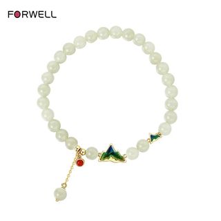 FORWELL Natural Jadeite Bracelet Retro Fresh Hetian Jade String of Beads Elegant Simple High-Grade Luxury Accessory Fine Jewelry64184692155266110