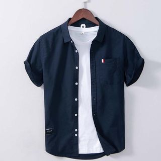 ❤️FREE SHIPPING (Self-pickup free shipping)❤️ M-4XL Men's 100% Cotton Short Sleeve Shirt (4 colors) Men's 100% Cotton Short Sleeve T-shirt Export Foreign Trade Men's Top (4 colors available)64192324653441110