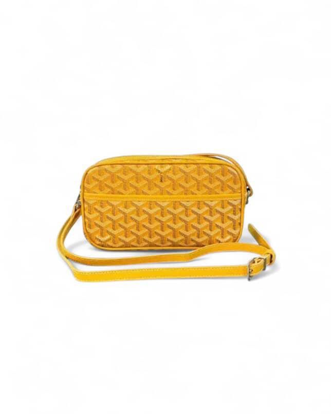 Goyard Capvert Bag Yellow (Category: Luxury Bags & Wallets) located in Quezon City. Submitted by hiroshicut85537 (Listing ID 1398863832, Image 2). Description: - Yellow Goyard CapVert Bag - Features the signature Goyardine pattern - Includes a crossbody strap - with tag - Rectangular shape with top zipper closure - Adjustable strap - Made of durable material +1300 only.