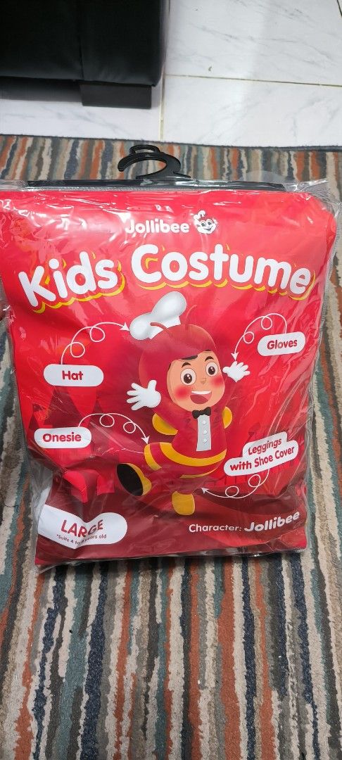 Jollibee Kids Costume - Large (Category: Babies & Kids Fashion) located in Caloocan City. Submitted by toylaboratory2333 (Listing ID 1398866118, Image 1). Description: JOLLIBEE - Jollibee kids costume - Size: Large - Includes: Hat, Onesie, Gloves, Leggings with Shoe Covers - Brand new, sealed package - Perfect for themed events and dress-up Gcash payment 🚚 Mode of Delivery: J&T | LBC COP | Flash.