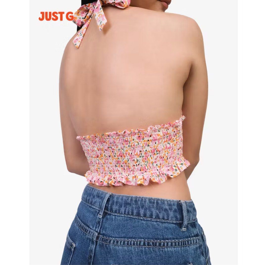 Just G Floral Halter Top (Category: Sleeveless) located in Cainta. Submitted by pt______ (Listing ID 1398783208, Image 2). Description: cute summer top, used once lang. dm for actual when worn :) retails for Php 400.