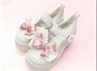 米白色Lolita高跟鞋 蝴蝶結裝飾64182961515649110